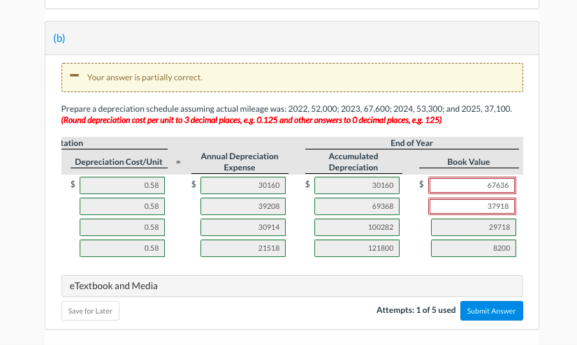 Bus Lines uses the units-of-activity method in depreciating its buses. One bus