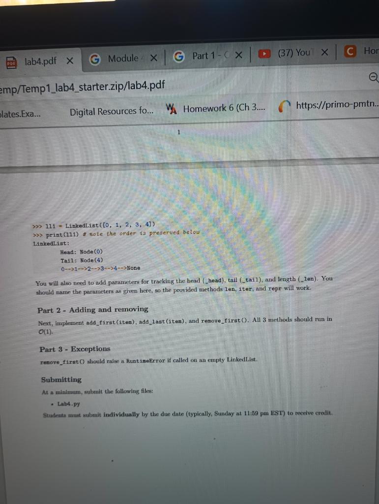 LAB 4 (LINKED LIST) - PART 2 Can anyone please show me