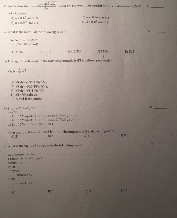  From 2 to 10 1) For the function xb Vba-ac ,