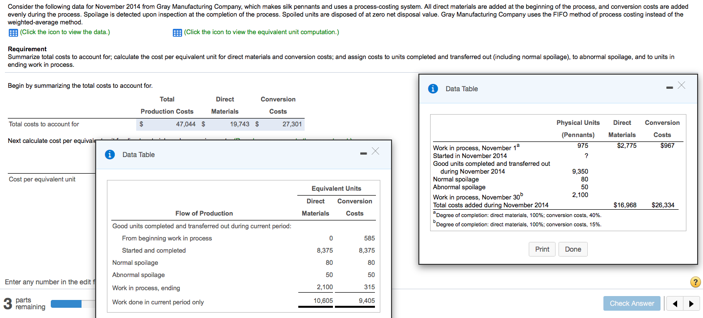  What would the cost per Equivalent Unit be under the FIFO