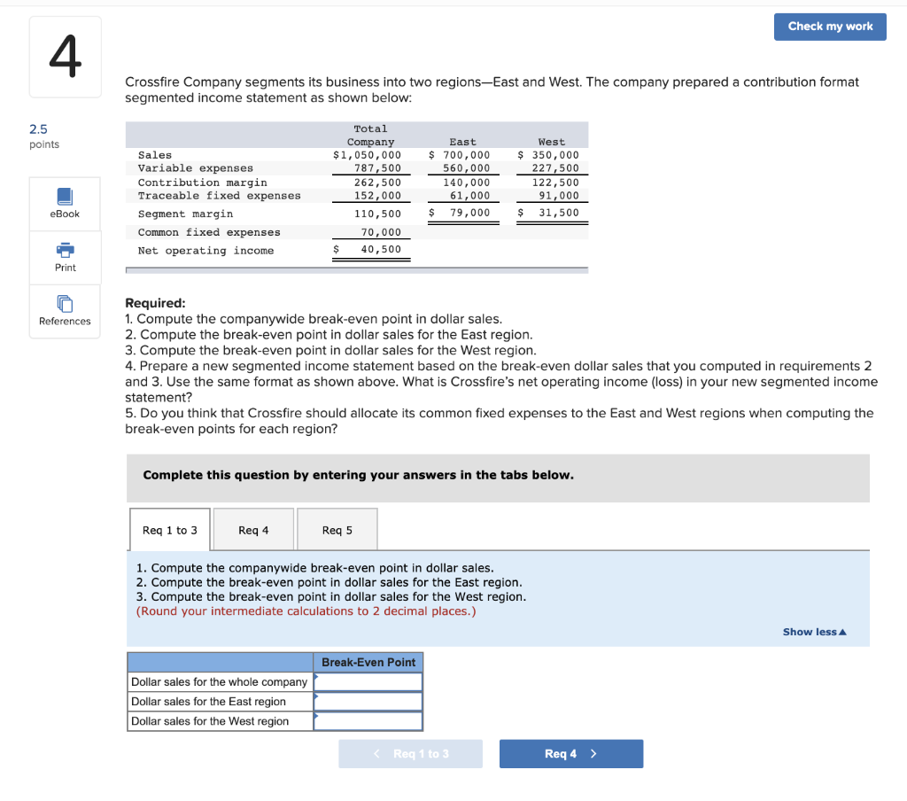 Please answer question and show wor Check my work 4 Crossfire Company