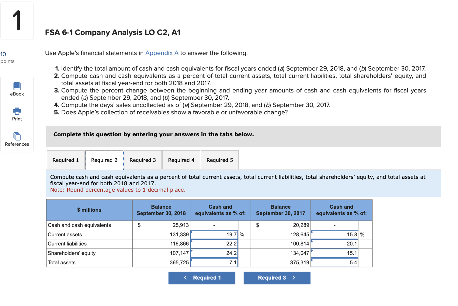 1. Identify the total amount of cash and cash equivalents for fiscal