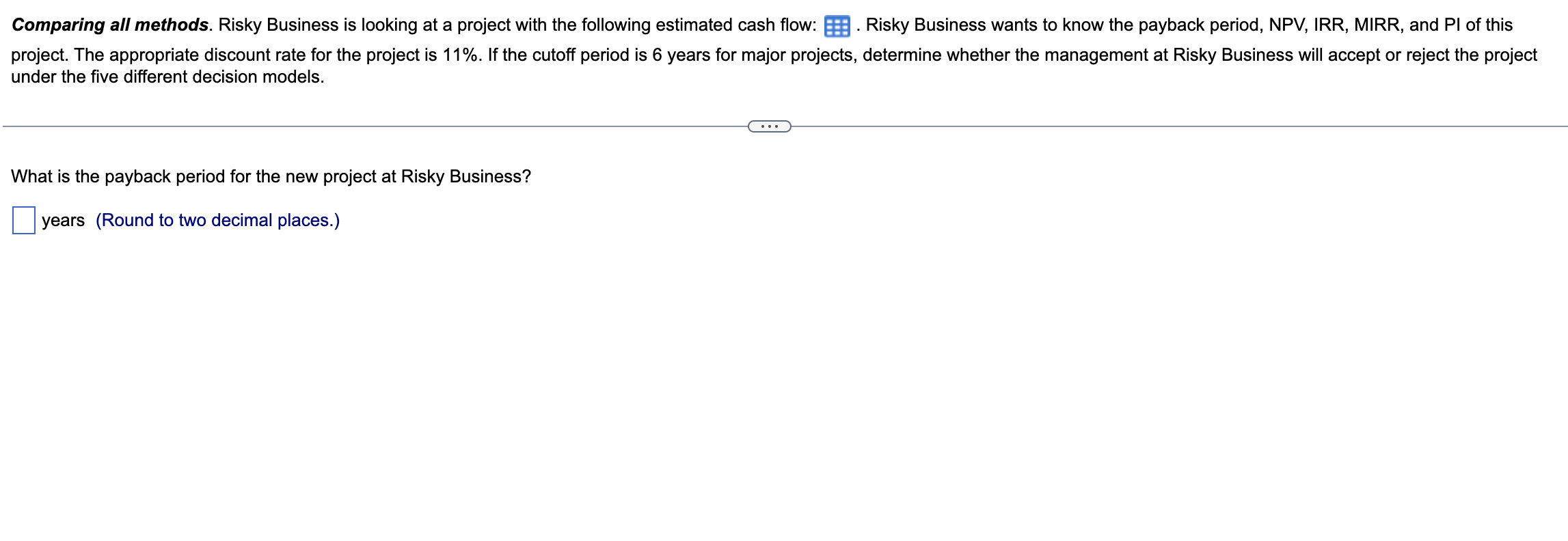 copy its contents into a spreadsheet.) Initial investment at start of project: