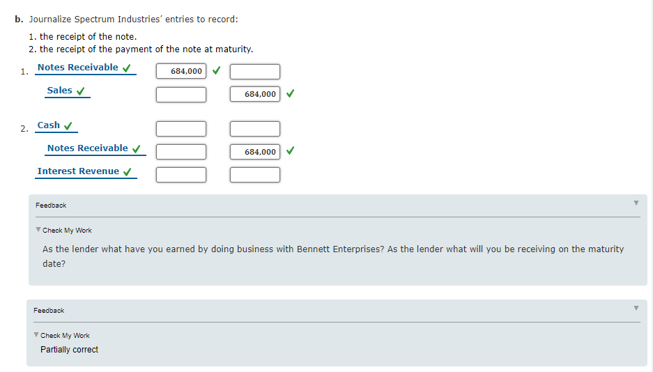 note to Spectrum Industries for merchandise inventory. Assume a 360-day year. If