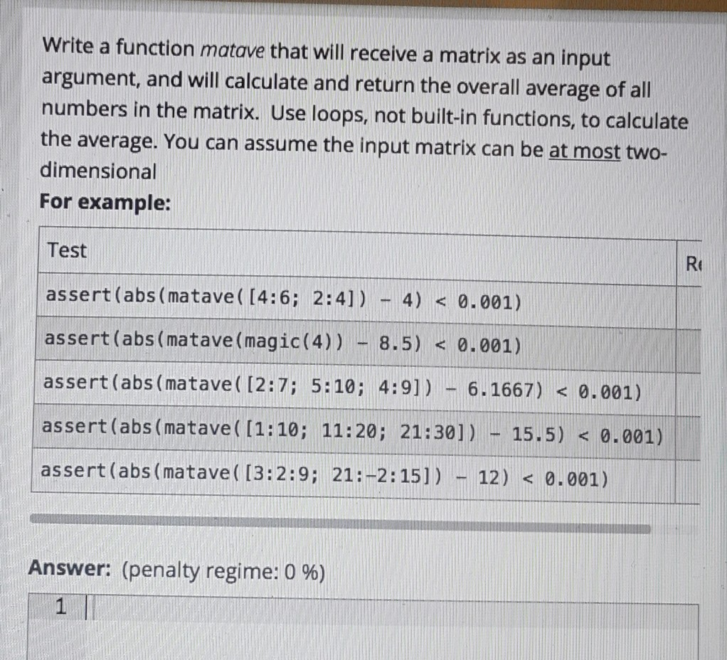  please use MATLAB codes Write a function matave that will receive