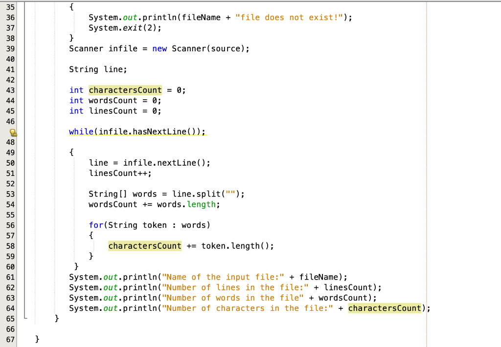 and lines in a file) Write a program that will count the