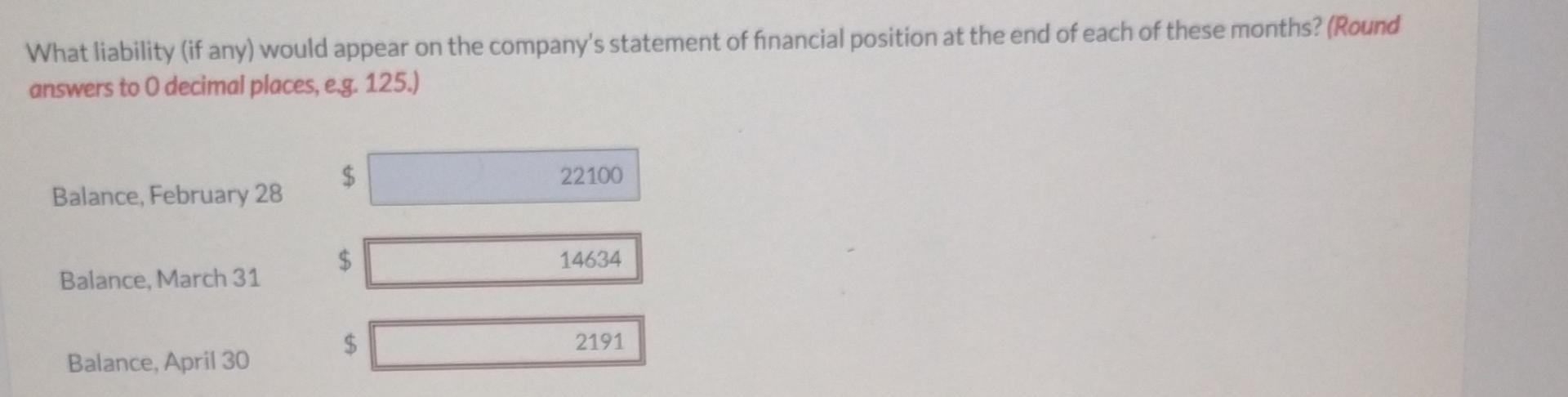 be redeemed by customers. In March, $6,900 of these cards is redeemed