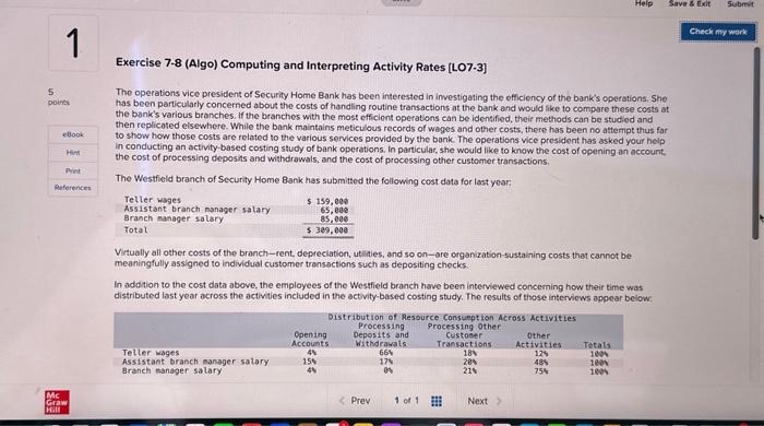  Exercise 7.8 (Algo) Computing and Interpreting Activity Rates [LO7.3] The operations