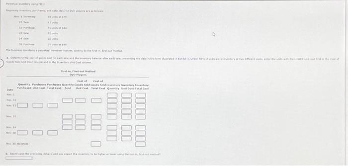 Perpetual inventory using FIFO Beginning inventory, purchases, and sales data for