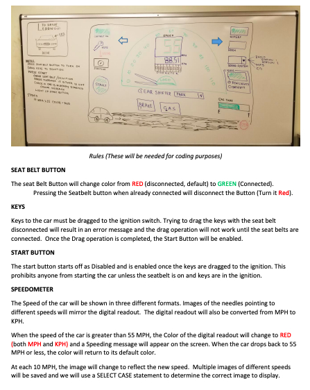 write a c# program to simulate the functions of a car. To