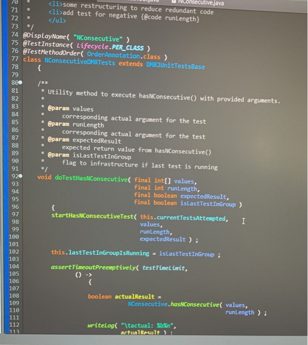 Implement a method (@code has Consecutive()}) to test whether the user entered