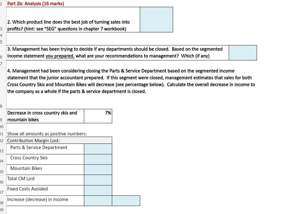 Segmented Income Statement For the Year Ended Dec 31, 2019 Notes Cross