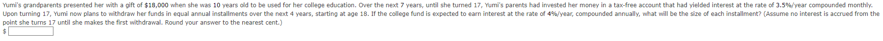  point she turns 17 until she makes the first withdrawal. Round