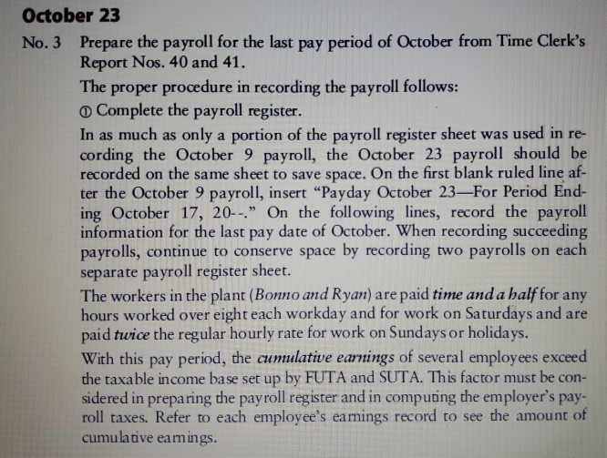Complete the Payroll Register for Glo Brite October 23 Payroll. October 23