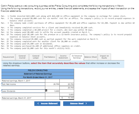 Joumal entrie, creste financial stements, and assess the Impoct of esch transaction