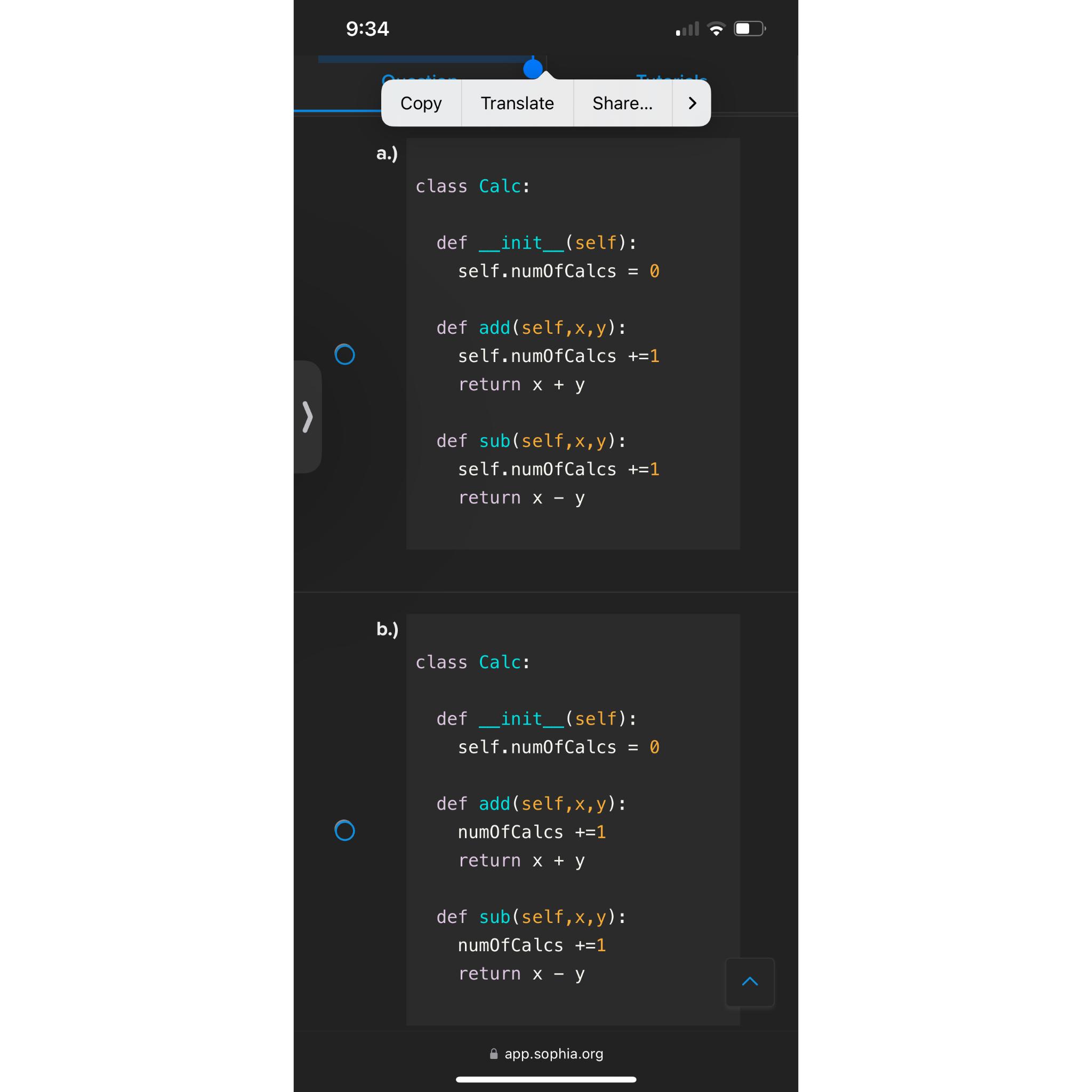  If programming a class to represent a calculator, which class containing