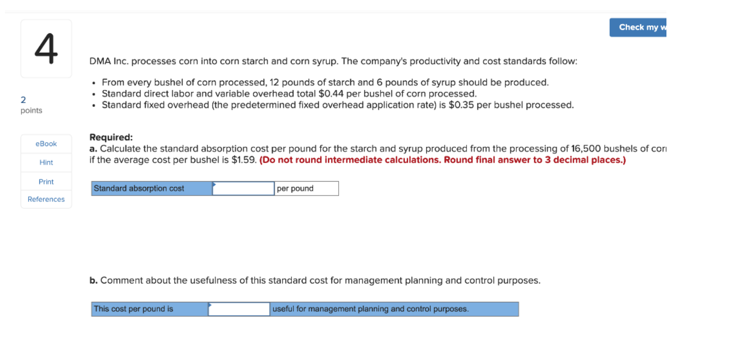  Check my w 4 DMA Inc. processes corn into corn starch