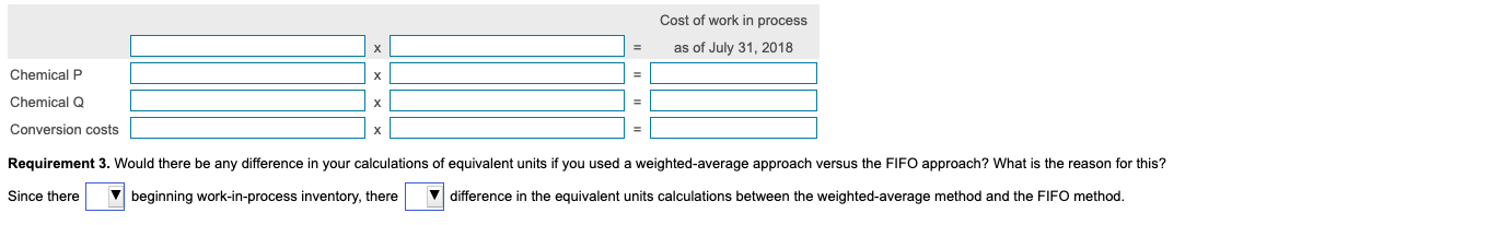 start of operations in the mixing department, and Chemical Q is added