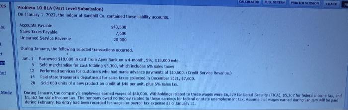  CALCULATOR VINTER WASTON BAR ES NI Problem 10-01A (Part Level Submission)