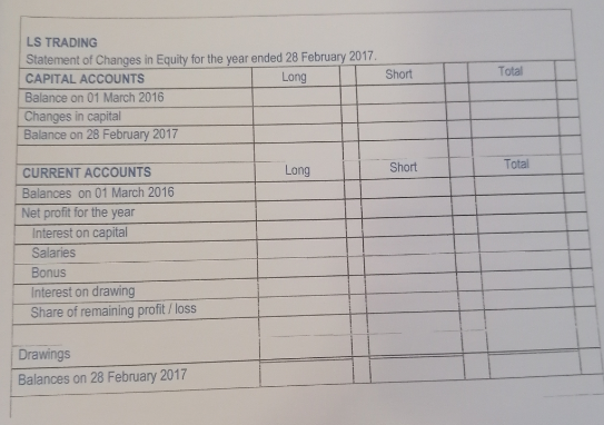 extracted from the accounting records of LS TRADING, a partnership owned by