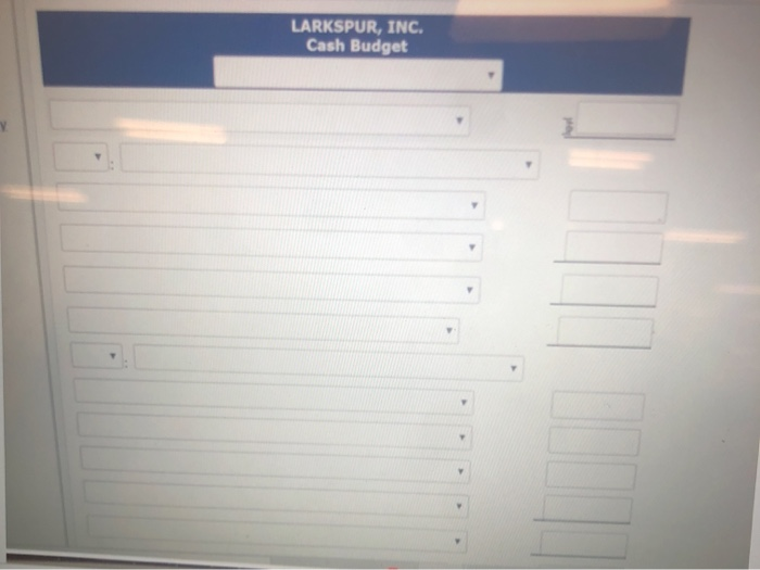 from Larkspur, Inc.'s March 31, 2022, balance sheet. Cash $ 12,060 Accounts