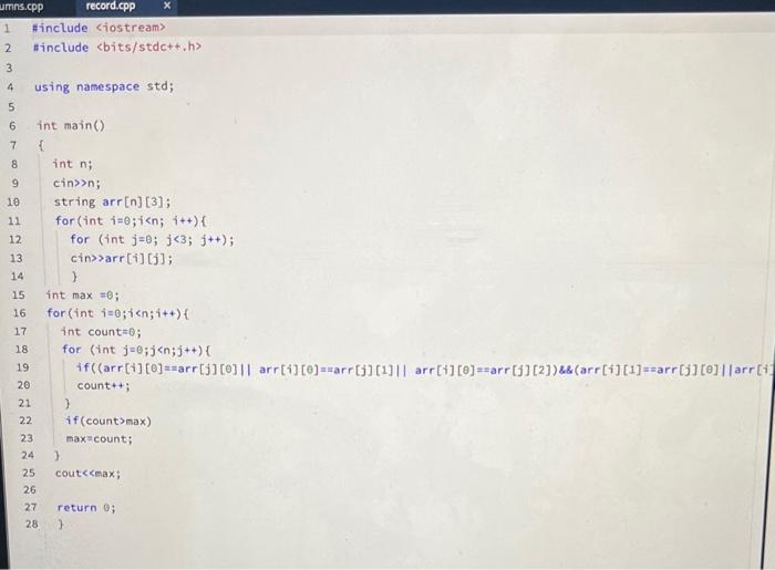 the line cin>>arr[i][j]; 2. Record Keeping Source: http://usaco.org/index.php?page=viewproblem 28cpid=358 Farmer John has