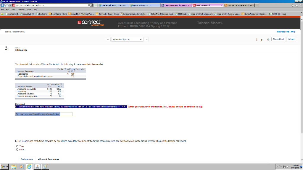  The financial statement f Simon Co include the following items. (amounts