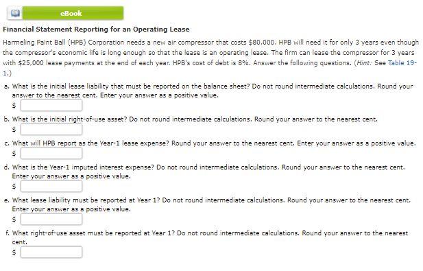  E eBook Financial Statement Reporting for an Operating Lease Harmeling Paint