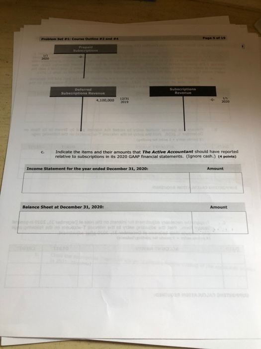 10 Scenario 2 Magazine subscriptions (14 points) On December 31, 2019, The