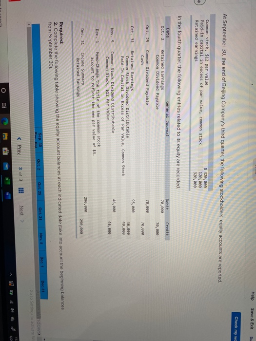  Help Save & Exit Su Check my wc At September 30,