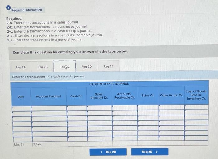 completes these transactions and events during March of the current year (terms
