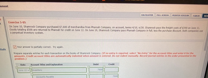  nument CALCULATOR FULL SCREEN PRINTER VERSION BACK NE 10 Exercise 5-05