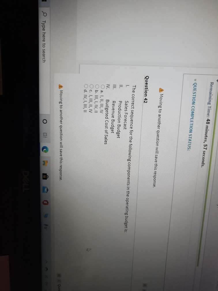 Remaining Time: 48 minutes, 57 seconds. QUESTION COMPLETION STATUS: A Moving