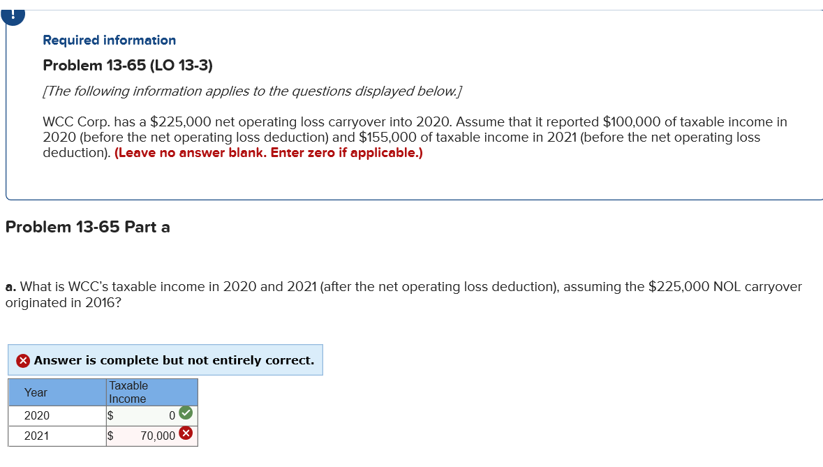  Show work please and thank you! Required information Problem 13-65 (LO