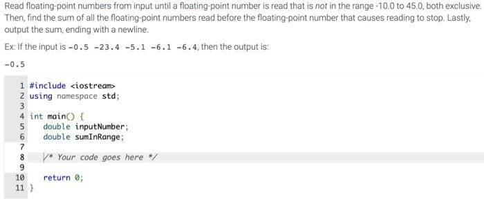 in c++ Read floating-point numbers from input until a floating-point number is