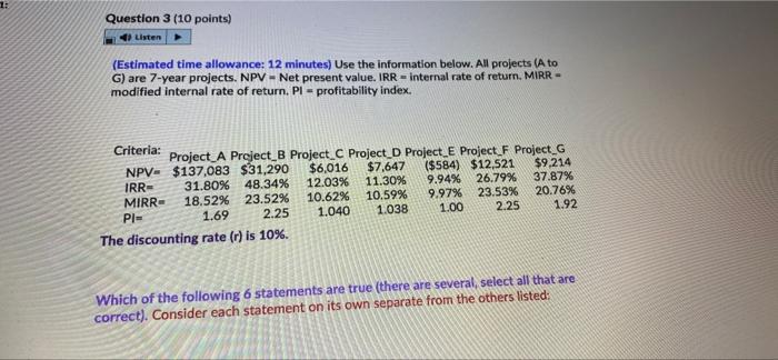  Question 3 (10 points) 4. Listen (Estimated time allowance: 12 minutes)