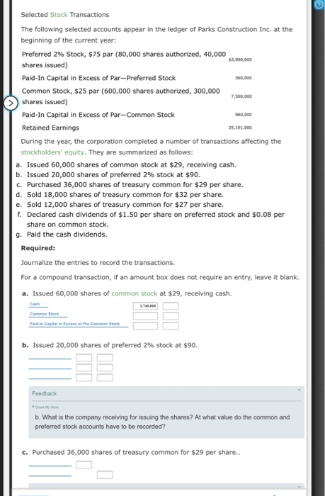 please do it step by step 30.000 Selected Stock Transactions The following