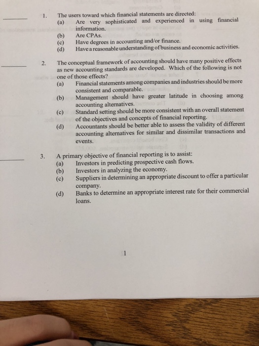  1. The users toward which financial statements are directed (a) Are