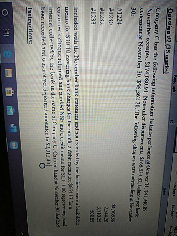  Paragraph Question #2 (35 marks) Heading 1 Heading 2 Header Styles