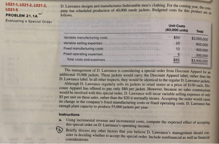  Only Part B in Problem 21.1A requires a solution. LO21-1, LO21-2,