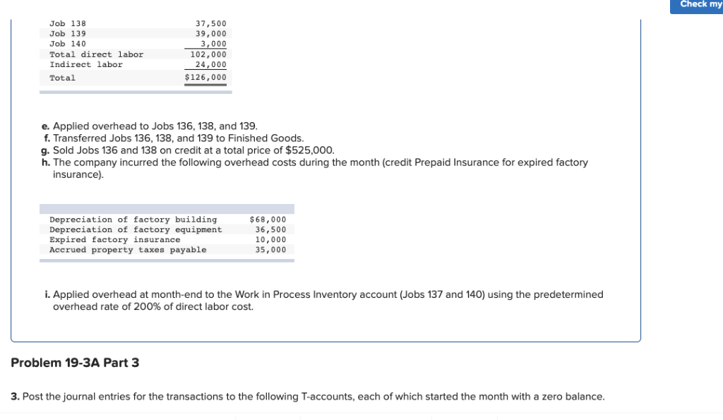 accounts in job order costing LO P1, P2, P3 [The following information