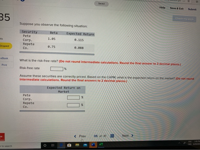  Sarved Help Save & Exit Submit 35 Check my work Suppose