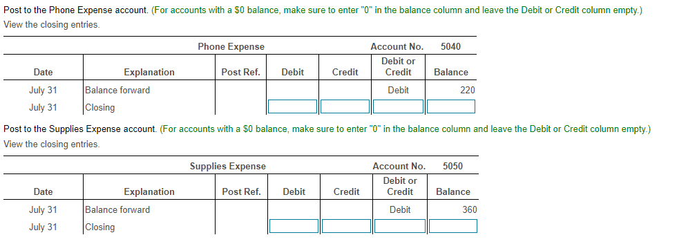 a post-closing trial balance. (If an input field is not used in