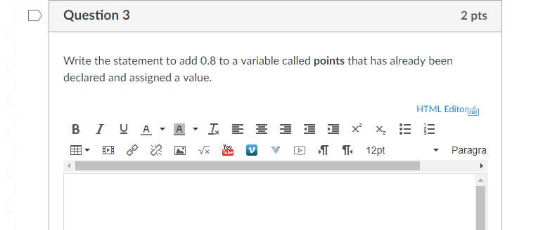 - Paragra 2 pts Question 2 Write the two statements used to