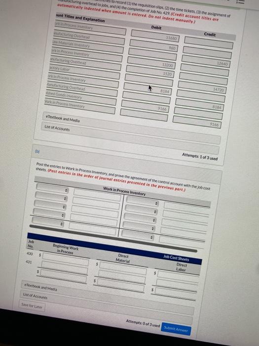  please do part B to record (1) the requisition slios (2)