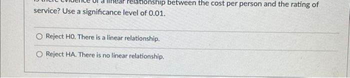 a regression model to predict the cost per person (Y,$), based on