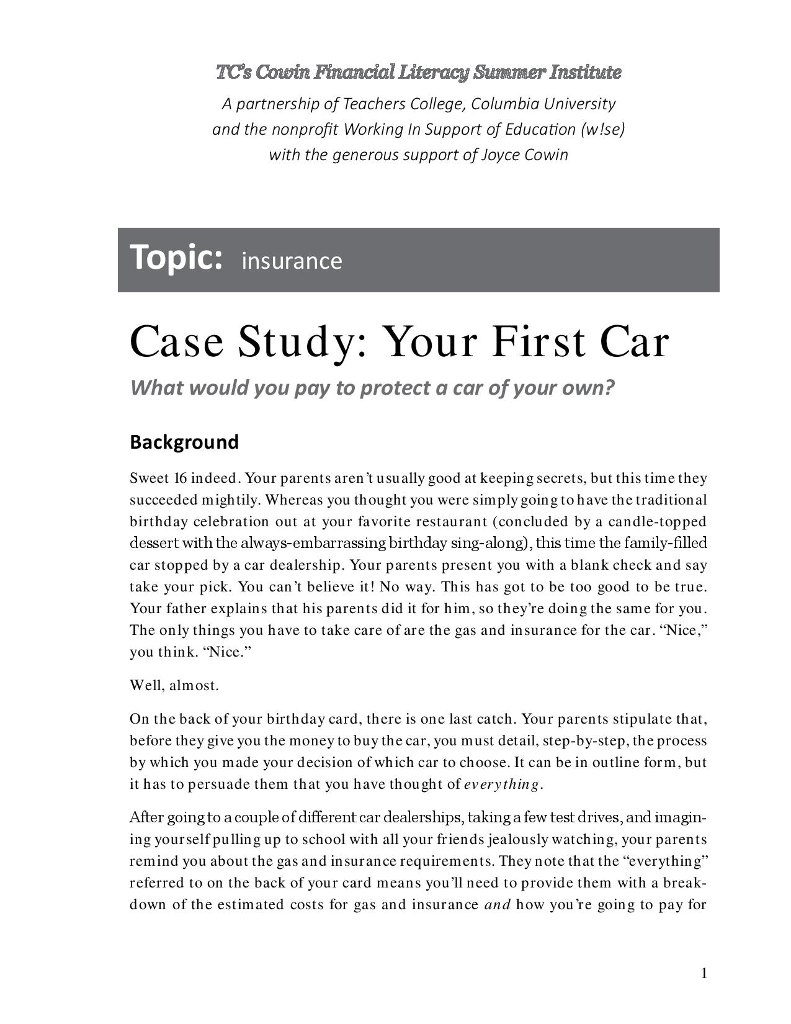 Read through the case study and respond to the task: (Click for