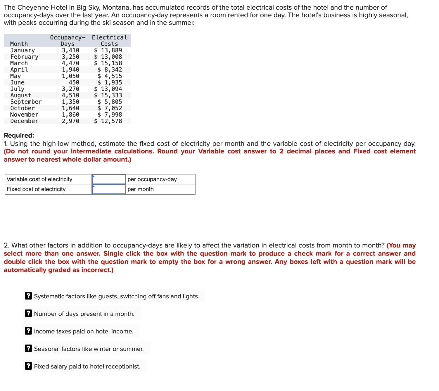  Problem 6A-7(Algo) Cost Behavior; High-Low Method; Contribution Format Income Statement [L06-10]