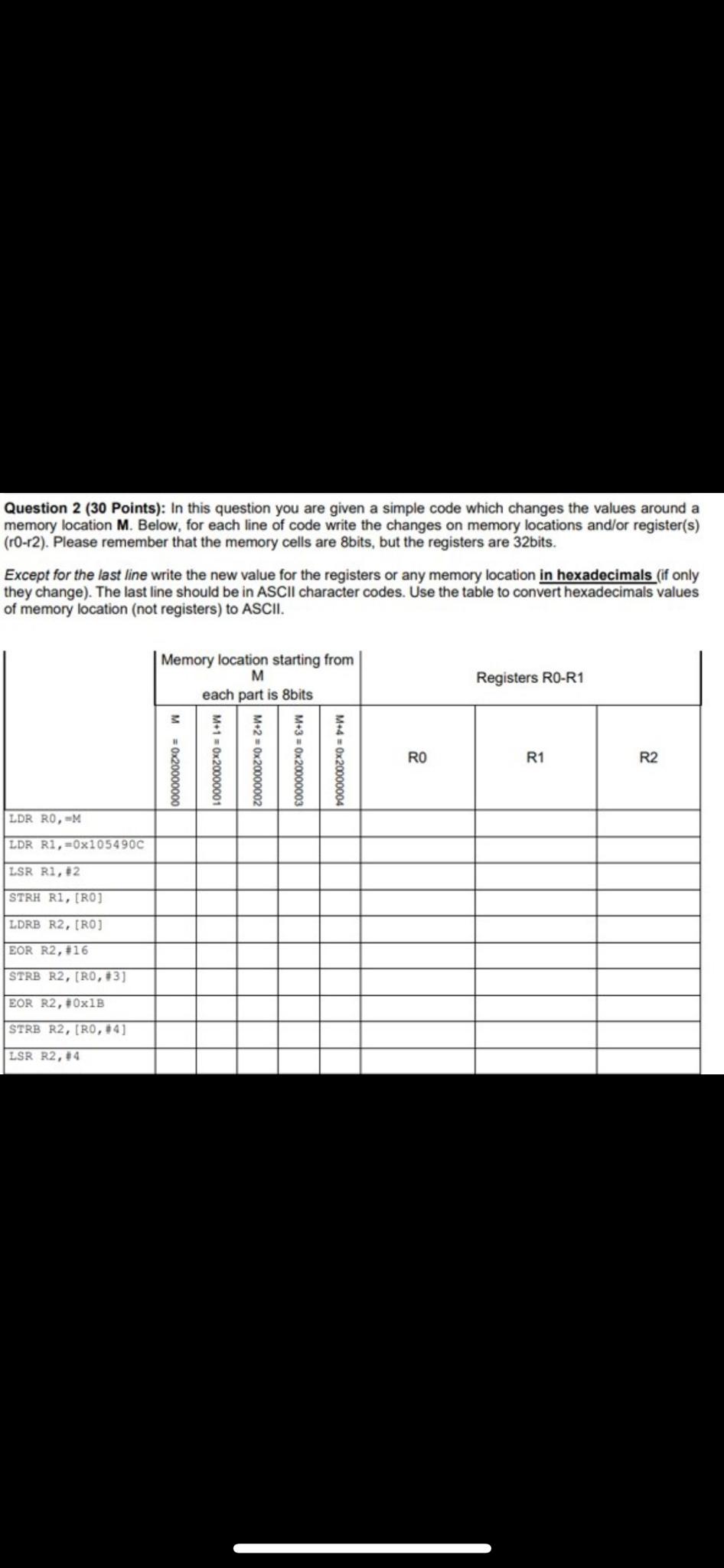  assembly language Question 2 ( 30 Points): In this question you