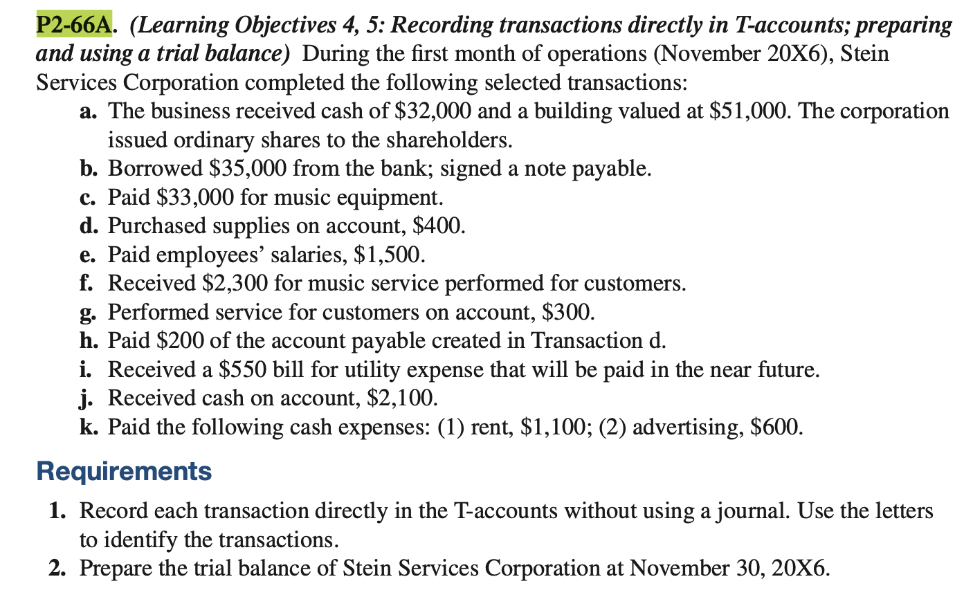 solve all the question. P2-66A. (Learning Objectives 4, 5: Recording transactions directly